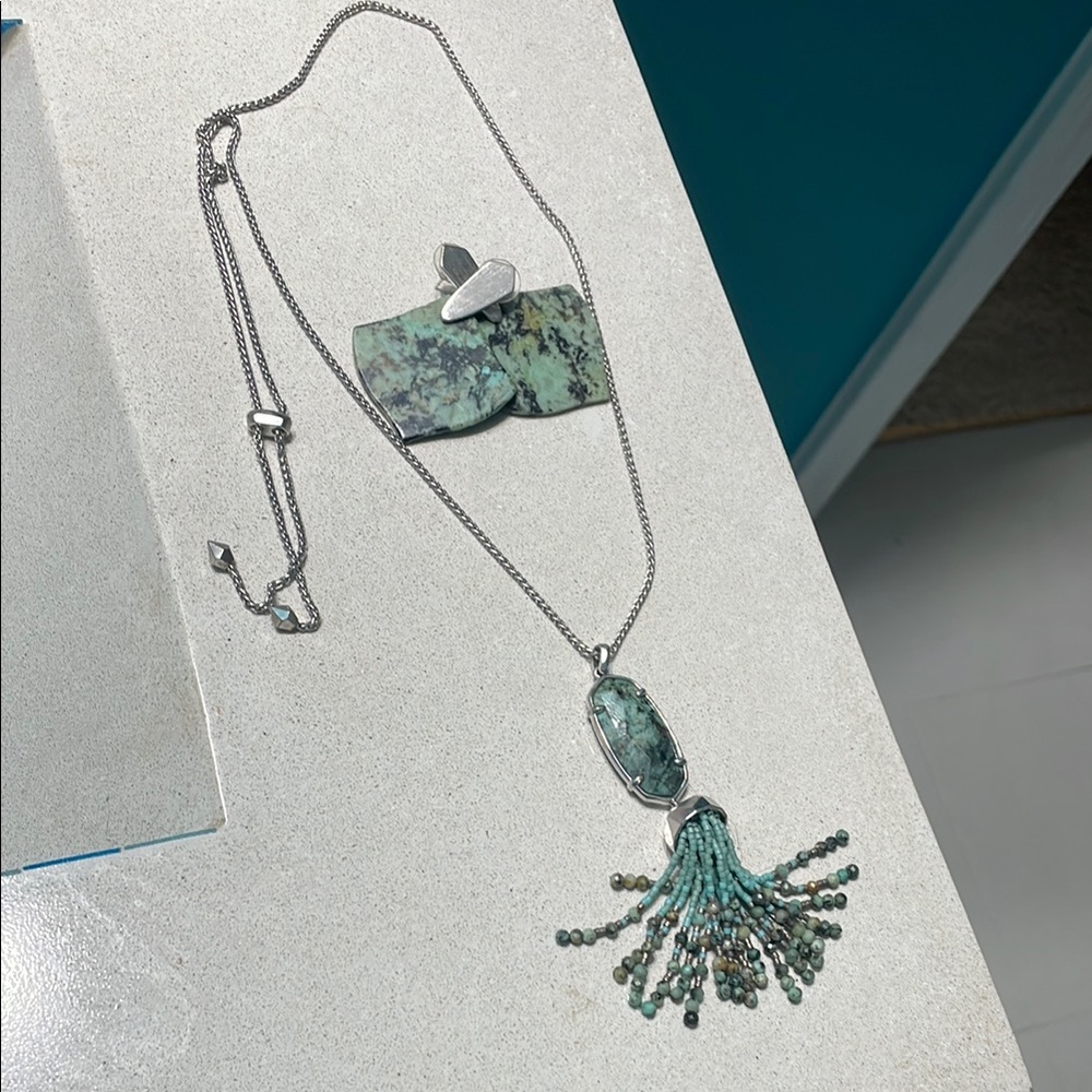 Elegant Silver and Turquoise Necklace with Matching Earrings